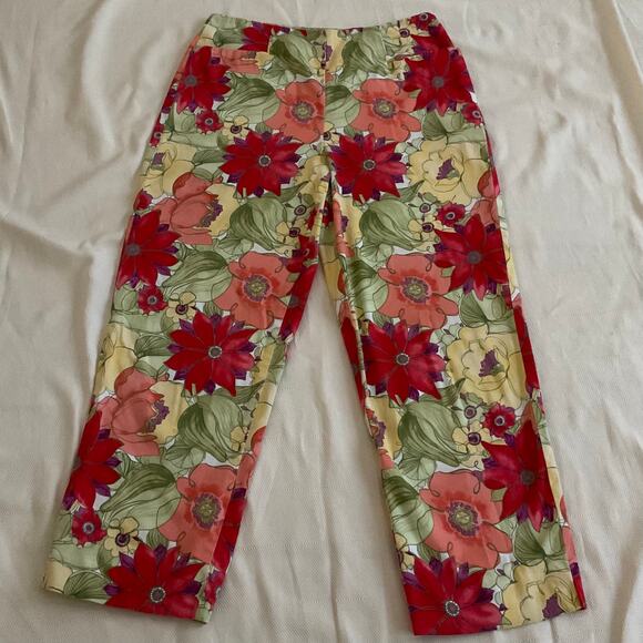 Talbots Floral High Waisted Crop Pants - Picture 3 of 10